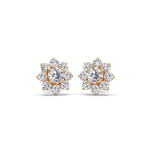 Lotus Petal Round Diamond Studs Earring