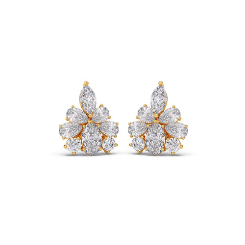 Multi Diamond Floral Earrings