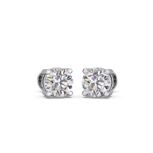 Round Cut Diamond Luna Studs - White