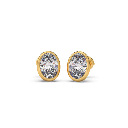 Solitaire Diamond Stud Earrings - Yellow
