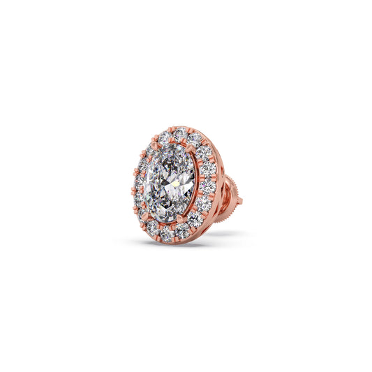 Classic Oval & Round Diamond Halo Studs Earring