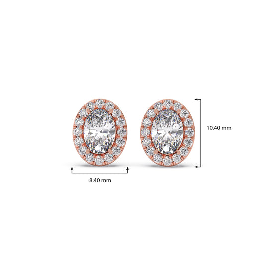 Classic Oval & Round Diamond Halo Studs Earring