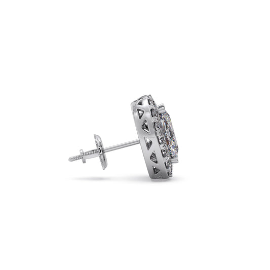 Classic Oval & Round Diamond Halo Studs Earring
