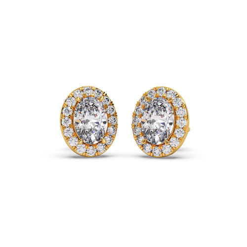 Classic Oval & Round Diamond Halo Studs Earring