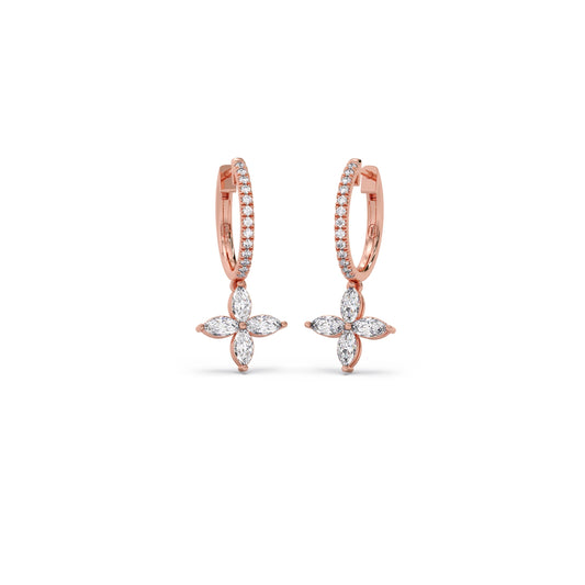 Marquise & Round Diamond Dangle Earrings