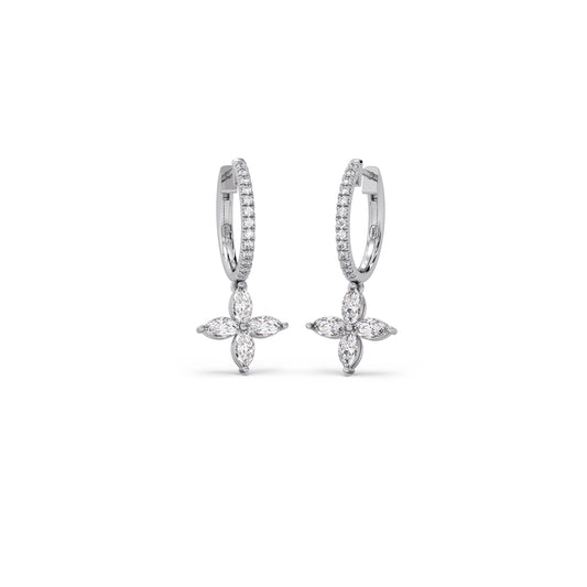 Marquise & Round Diamond Dangle Earrings