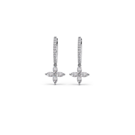 Marquise & Round Diamond Dangle Earrings