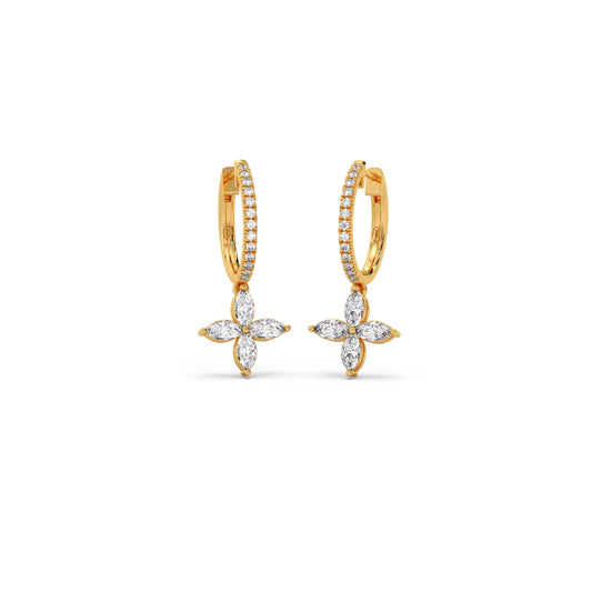 Marquise & Round Diamond Dangle Earrings