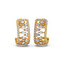 Gold & Diamond Rectangular Hoops Earrings