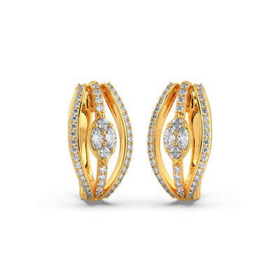Curved Cluster Diamond Hoop Earrings