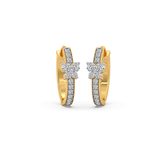 Diamond Cluster Hoop Earrings - Yellow
