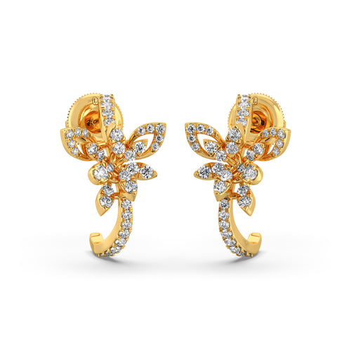 Butterfly Diamond Hoops Earrings