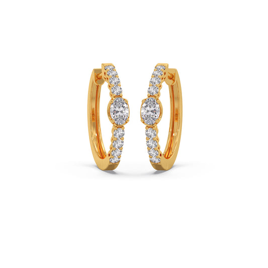 Celeste Oval Solitaire Hoops Earrings - Yellow