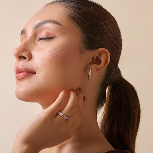 Celeste Oval Solitaire Hoops Earrings - MQ