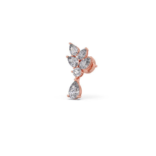 Feminine Pear Diamond Drop Earrings - Rose