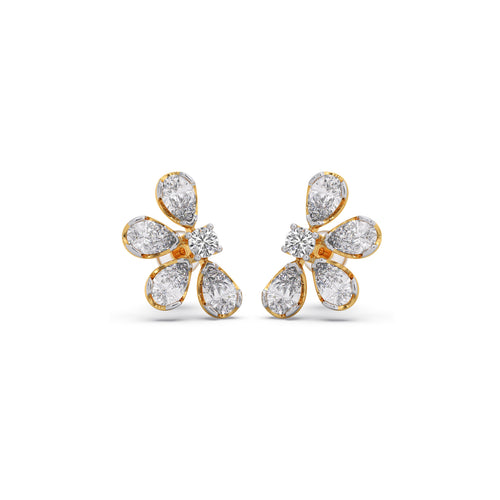 Swirl Petal Diamond Stud Earrings