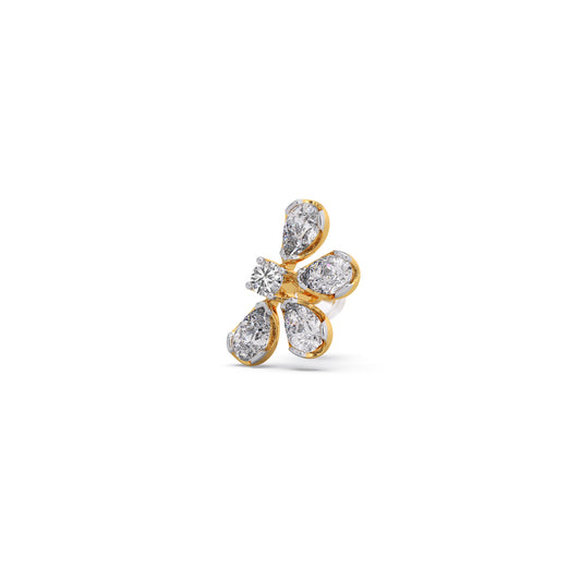 Swirl Petal Diamond Stud Earrings - Yellow