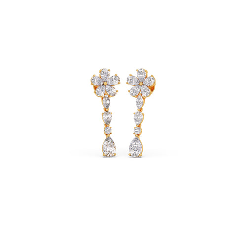 Elegant Floral Dangle LGD Earrings