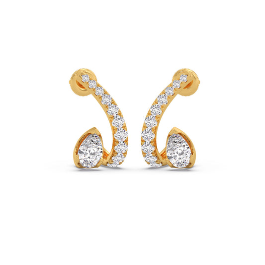 Crescent Peardrop Diamond J-Bali Earrings - Yellow