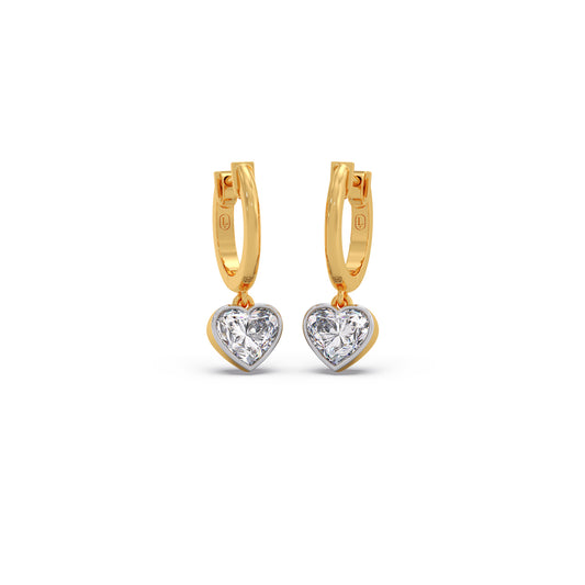 2ct Heart Solitaire Hoop Earrings - Yellow