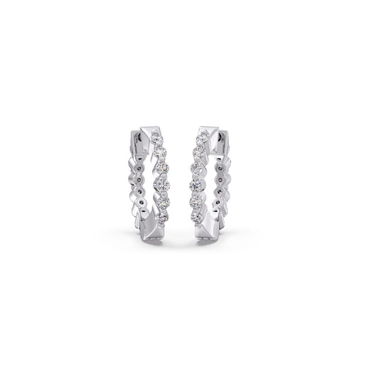 Star Diamond Huggie Earrings - White