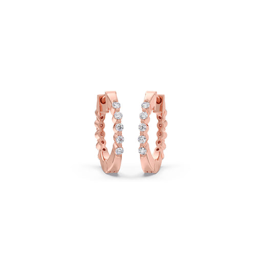 Starburst Diamond Huggie Earrings - Rose