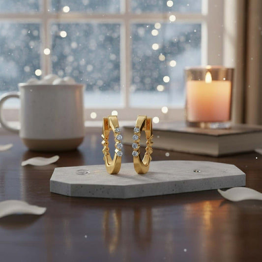 Channel Set Diamond Hoop Earrings