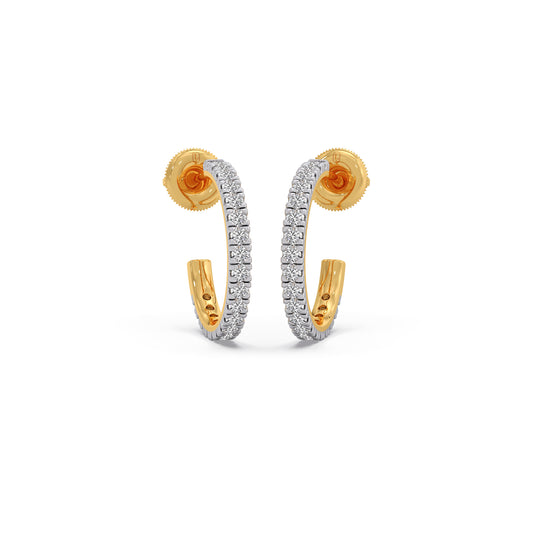 Glamour Round Diamond Hoop Earrings - Yellow