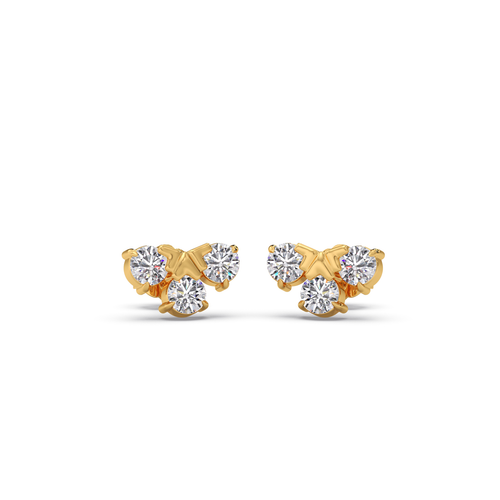 Round Floral Diamond Stud Earrings