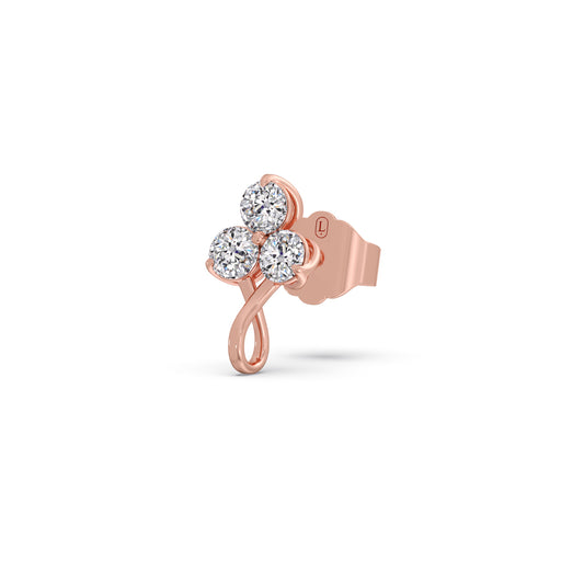 Round Clover Diamond Stud Earrings - Rose