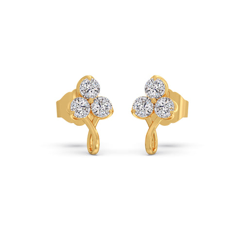 Round Clover Diamond Stud Earrings