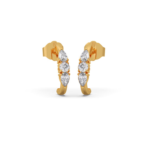 Luminous Pear & Round Diamond Stud Earrings
