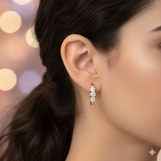 Luminous Pear & Round Diamond Stud Earrings