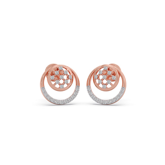 Open Circle Diamond Studs - Rose