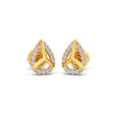 Round Diamond Pear Shape Stud Earrings