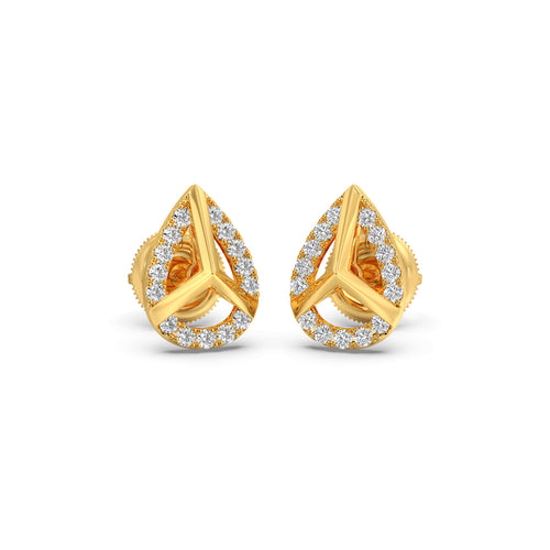 Round Diamond Pear Shape Stud Earrings