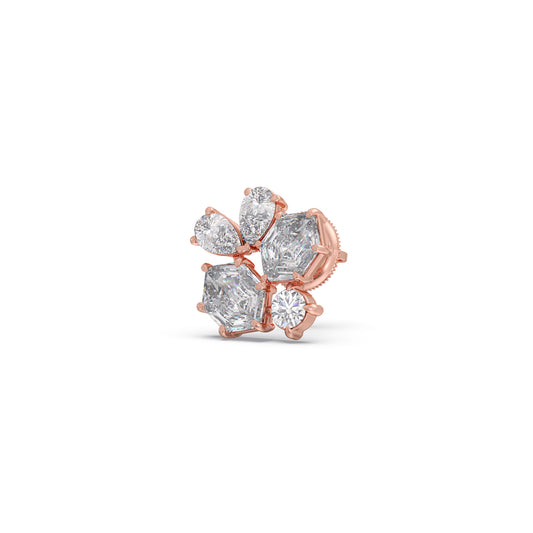 Hexa Cluster Diamond Earrings - Rose