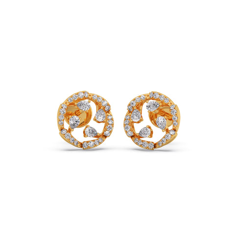 Pear & Round Sunburst Stud Earrings