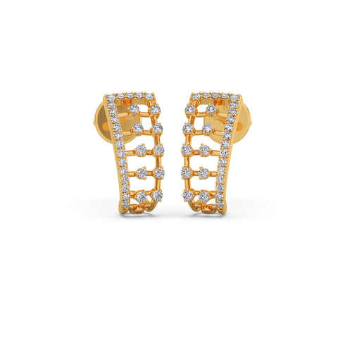 Round Diamond Ladder Hoop Earrings