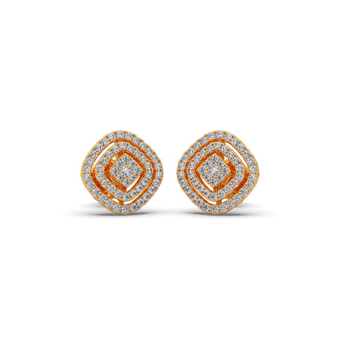 Triple Halo Round Diamond Cluster Earrings