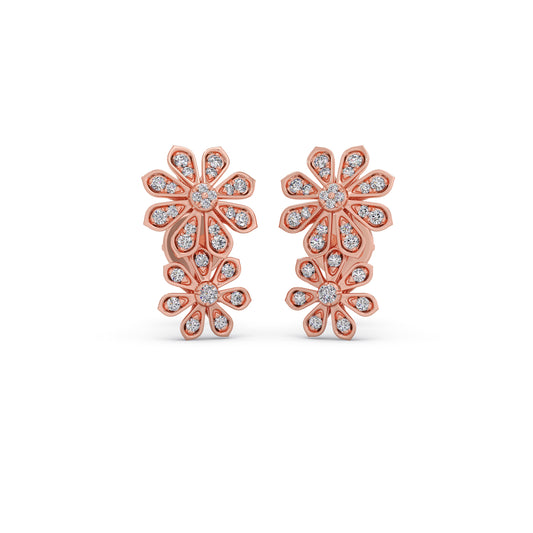 Florette Round Diamond Earrings - Rose