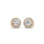 Round Solitaire Diamond Halo Stud Earrings