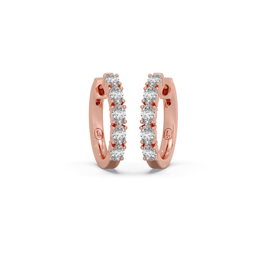 Oval Diamond Bali Earrings - Rose