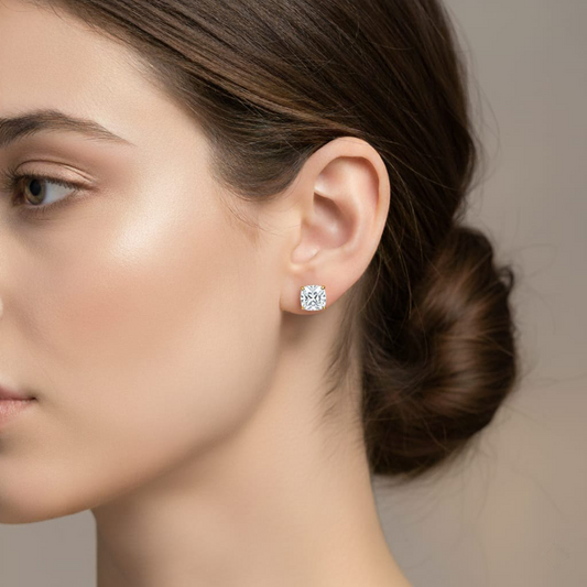 2.05 ct Cushion-Shaped Diamond Solitaire Stud Earrings
