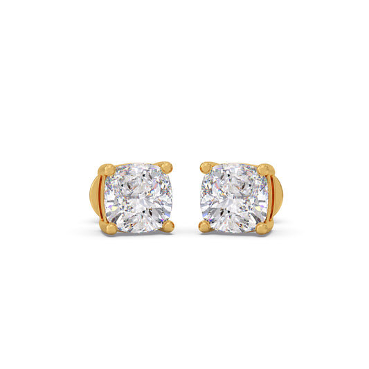 2.05 ct Cushion-Shaped Diamond Solitaire Stud Earrings