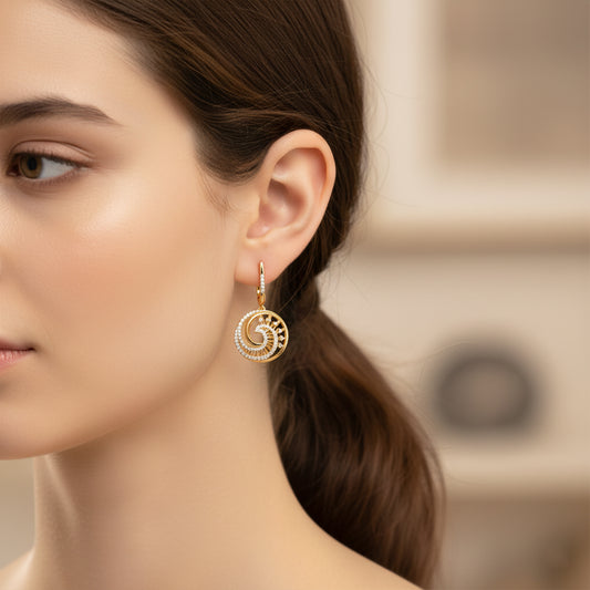 Crescent Swirl Diamond Huggies Earrings - MQ