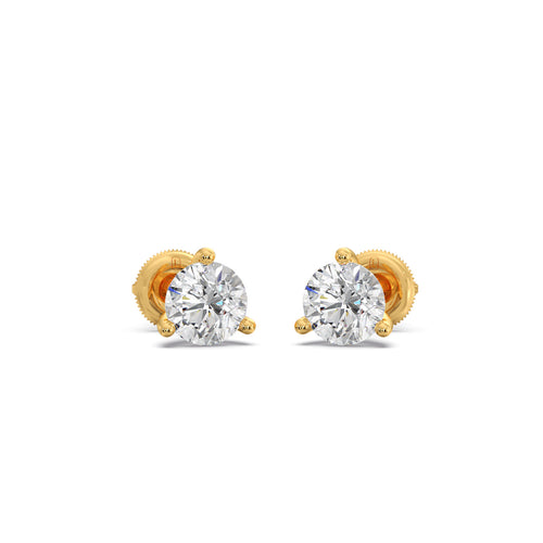 3-Prong Set Round Diamond Solitaire Stud Earrings