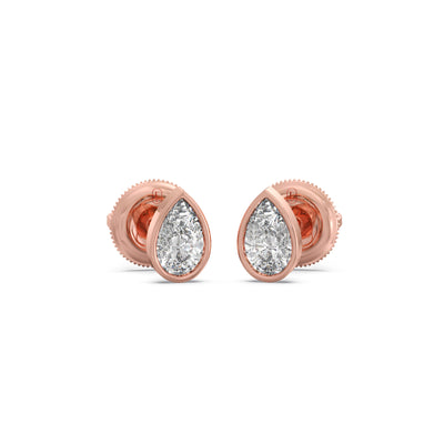 Bezel Set Pear Solitaire Stud Earrings