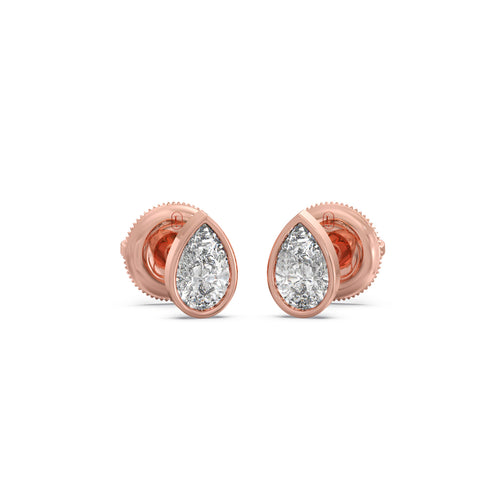 Bezel Set Pear Solitaire Stud Earrings