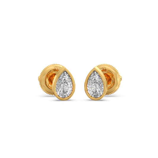 Bezel Set Pear Solitaire Stud Earrings - Yellow